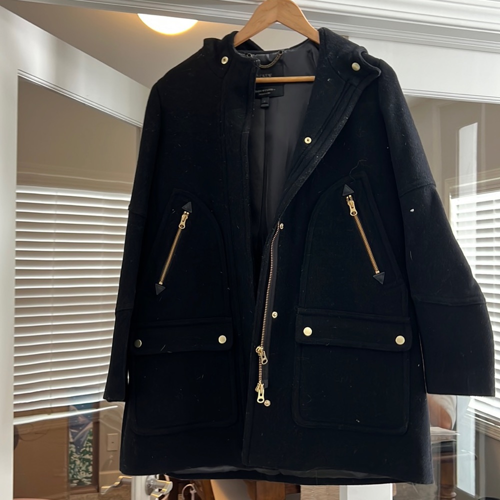 Women’s black j crew trench coat